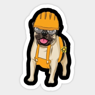 men construction worker architect dog Tshirt gift Sticker